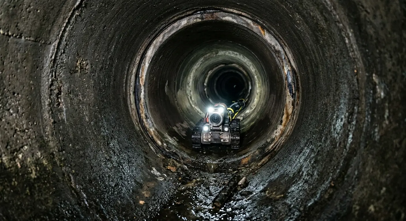 Robotic sewer camera inspecting pipe interior for Sewer Line Cleaning in Bernalillo